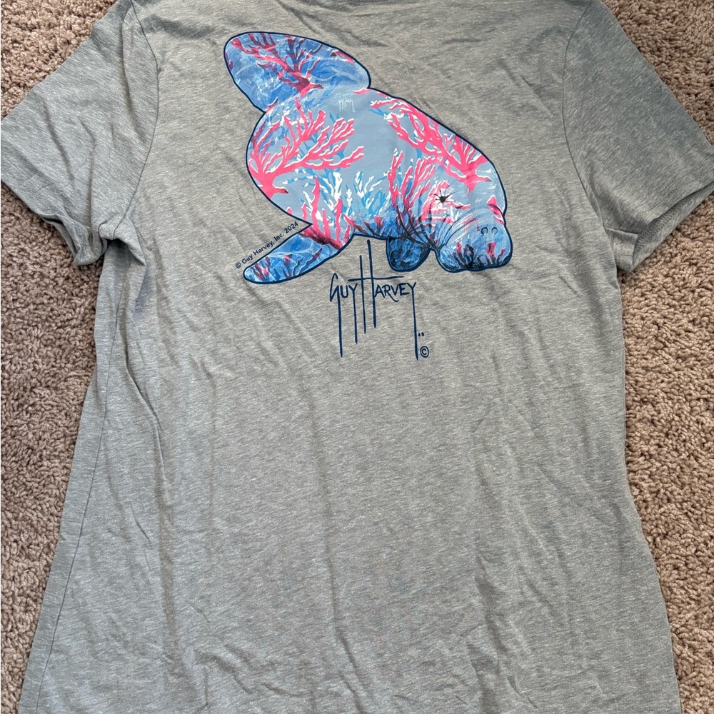 Guy Harvey Gray V-Neck Manatee T-Shirt